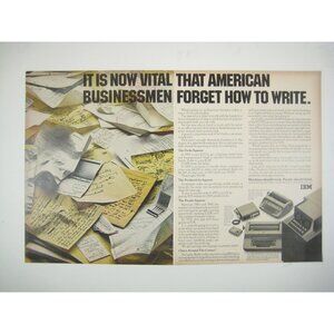 Vintage 1960s IBM Print Ad Clutter Notes 2 Page Office Machines Dictation